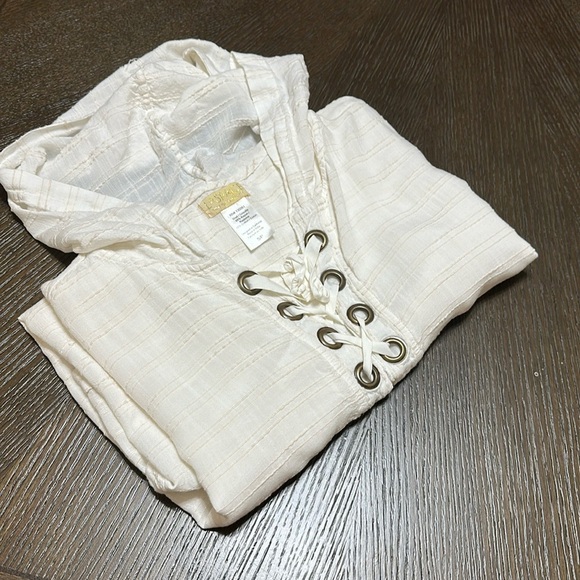 L*Space Love Letters‎ Hoodie Lace Up Tunic In Cream, Women’s Size Small - Picture 3 of 16